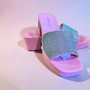 Madden Girl Pink Rhinestone Mules NWT SIZE 7 RARE